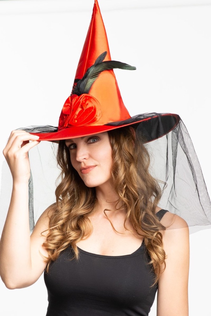 Heksenhoed satijn rood