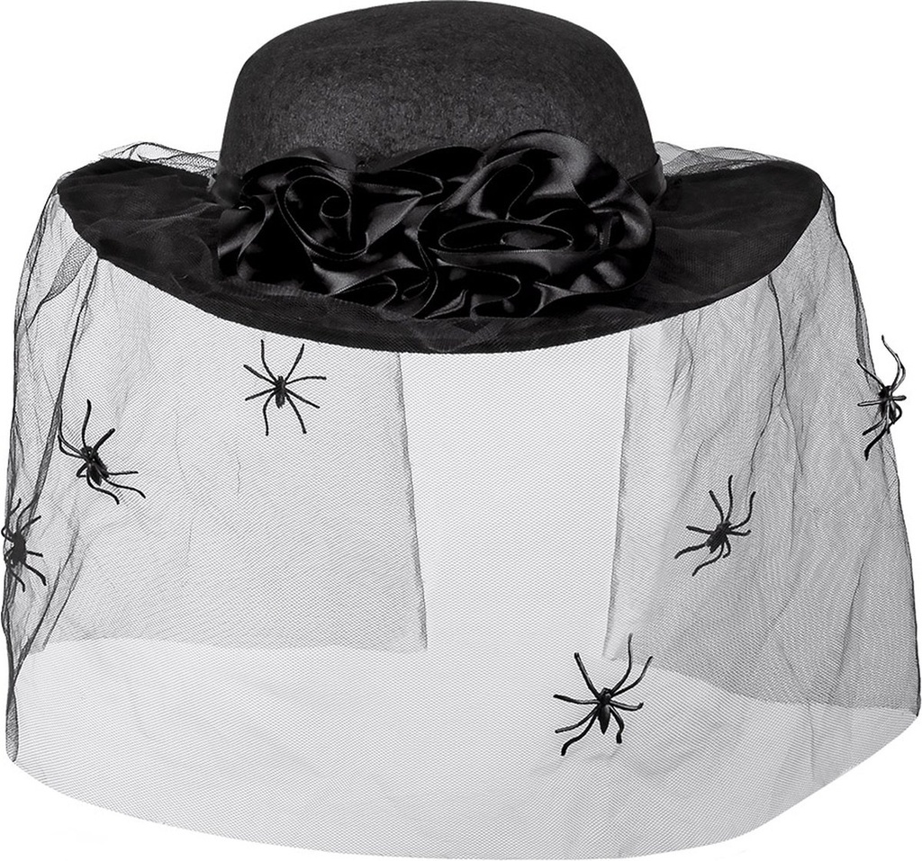 Dameshoed halloween met spinnen