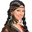 Indianen hoofdband met veren en kralen