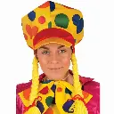 Hoed clown met vlechtjes