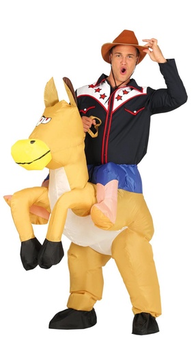 Opblaasbaar paard met cowboy