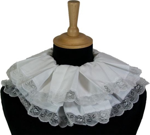 Pietenkraag geplooid met kant wit