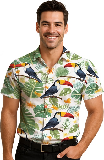Hawaïhemd wit met toekan