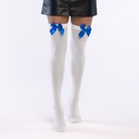 Kniekousen wit met blauwe strik