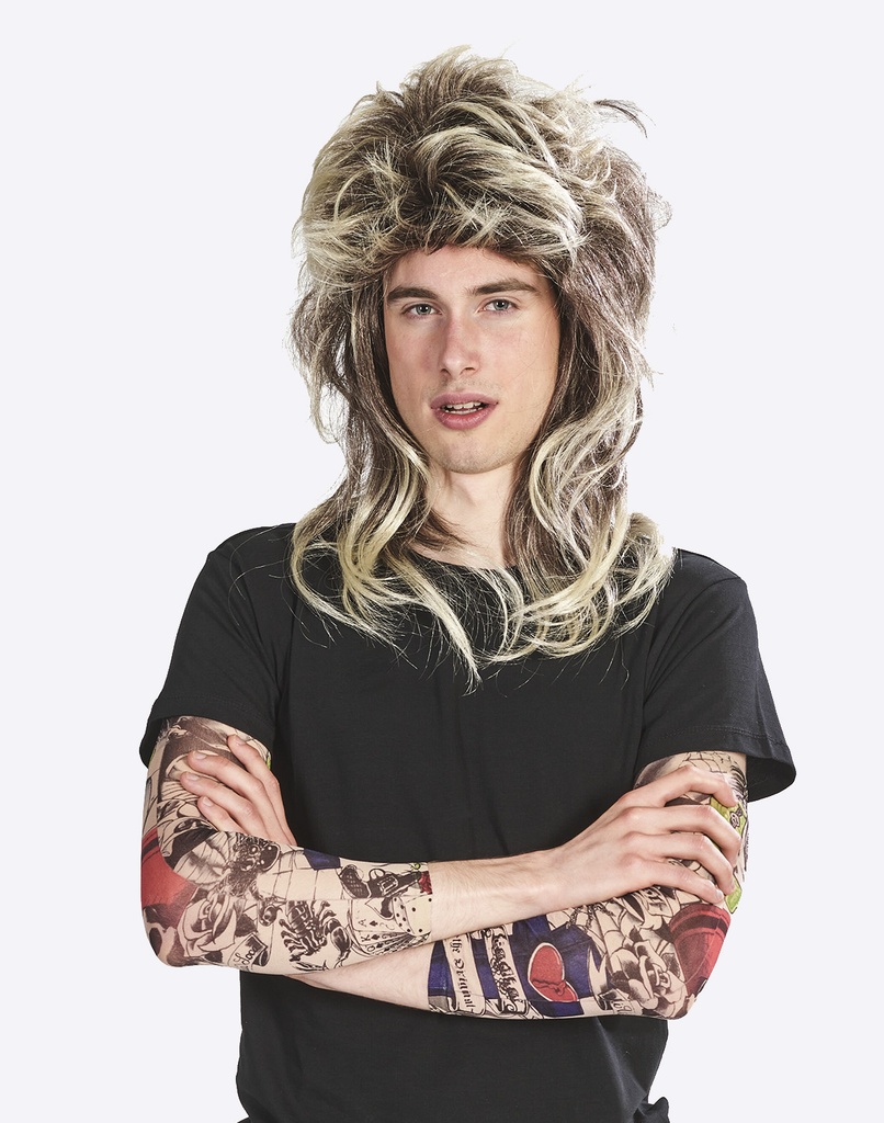 Pruik Punker blond zwart | Willaert Verkleedkledij