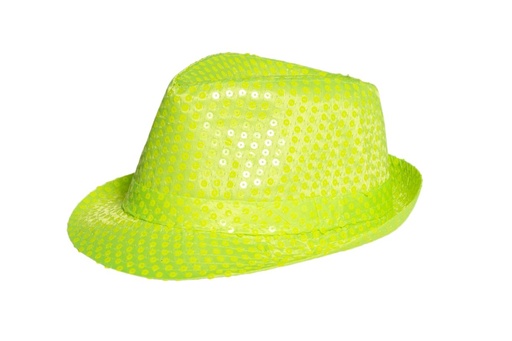 Deukhoed paillet fluo geel