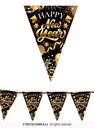 Happy New Year vlaggenlijn 3 meter zwart/goud