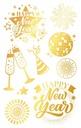 Happy New Year goud tattoo blad22 x 14 cm
