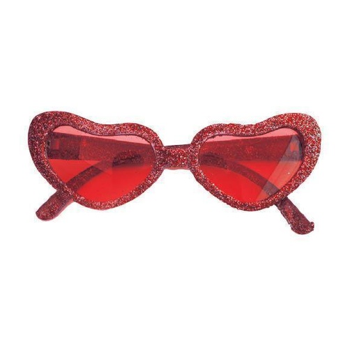Bril Hartjes glitter rood