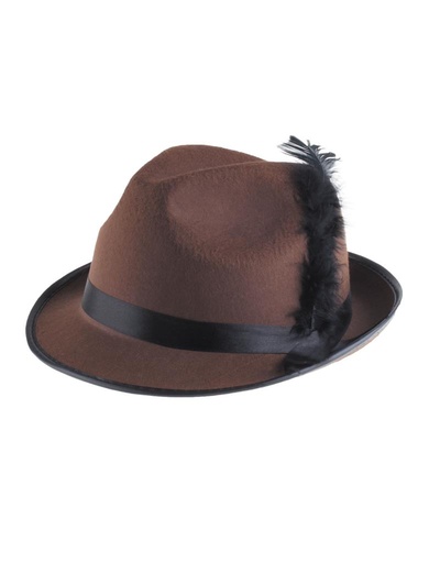 Oktoberfest hoed bruin met zwarte pluim