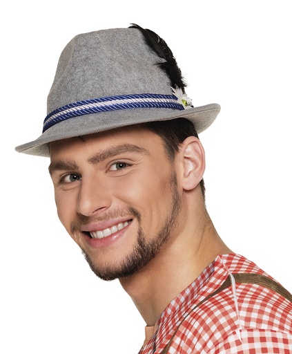 Oktoberfest hoed grijs met blauw