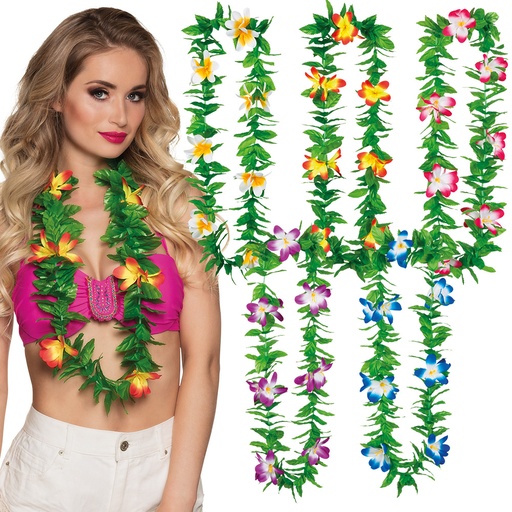 Hawaïkrans groen met bloemen