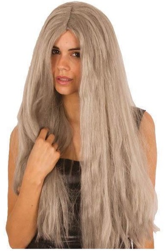 Pruik Extra lang grijs
